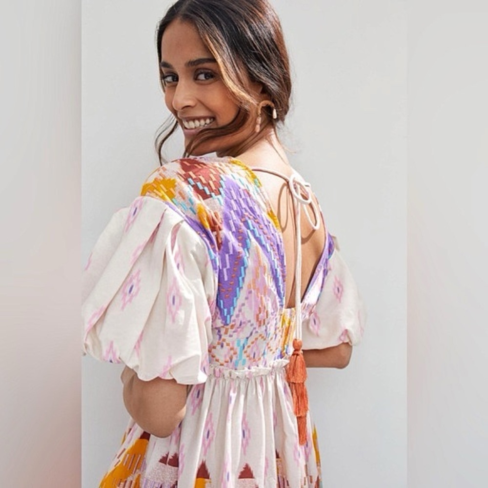 Anthropologie Not So Serious Dress Share Abstract Mini Tassel XS - Picture 5 of 12